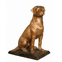 Statue de chien en bronze grandeur nature pour animaux de compagnie, modèle en laiton, sculpture d'art en métal plaqué pour la décoration de la rue du jardin.