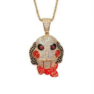 Collar con Colgante de Dibujos Animados XL720, Chapado en Oro de 18K, Cadena de Cuerda con Circonita Cúbica, Joyería de Moda Hiphop Unisex, Regalo - Product Image 1