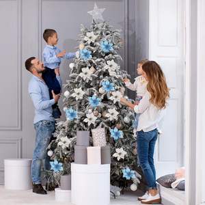 Fleur de Noël Poinsettia en Velours, Fleur Artificielle de 26cm pour la Décoration de la Maison - Product Image 5