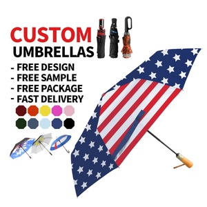 Windproof 3-Fold Automatic <b>Umbrella</b> with Custom Logo on Solid Wood Handle Business Gifts Straight Style - Product Image 1