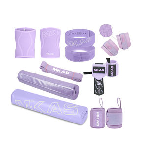 สายรัดเอวยกน้ำหนัก MKAS พร้อมที่จับยึดสำหรับออกกำลังกาย สายรัดข้อเท้า รองรับเข่า แผ่นรองไหล่สำหรับบาร์เบล อุปกรณ์ป้องกันสำหรับฟิตเนส - Product Image 1
