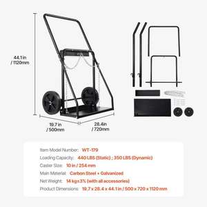 Chariot à main pour bouteilles de gaz de soudage, chariot pour bouteilles d'oxygène-acétylène, capacité de 440 lb, avec roues solides de 10 pouces et chaînes de sécurité - Product Image 2