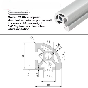 Profilé en aluminium 6063 norme européenne 2020R, en forme d'arc, <span class=keywords><strong>20x20</strong></span>, en alliage d'aluminium semi-circulaire, petit coin 20R pour découpe - Product Image 5