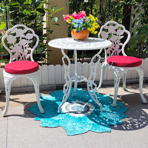 Muebles <span class=keywords><strong>de</strong></span> Jardín <span class=keywords><strong>de</strong></span> Aluminio Fundido con MOQ Bajo, Mesa Redonda Desmontable para Patio y 2 Sillas - Product Image 2