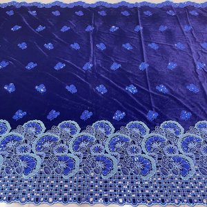 Tissu En dentelle velours nhung vải màu xanh rỗng vải cho phụ nữ ăn mặc phi đám cưới ren nhung cơ sở thêu vải