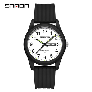 Reloj de Cuarzo Minimalista y Sencillo para Parejas Sanda, Caja de Acero Inoxidable, Luminoso, con Calendario Chino-Inglés - Product Image 2