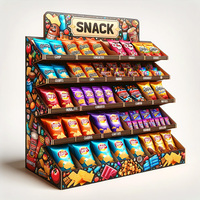 Présentoir en carton ondulé pour aliments, promotionnel pour supermarchés, pour chips Lays