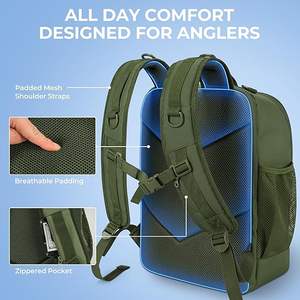 Sac à dos de pêche gratuit avec 4 plateaux, grand sac de rangement extérieur pour matériel de pêche avec housse de pluie protectrice - Product Image 2