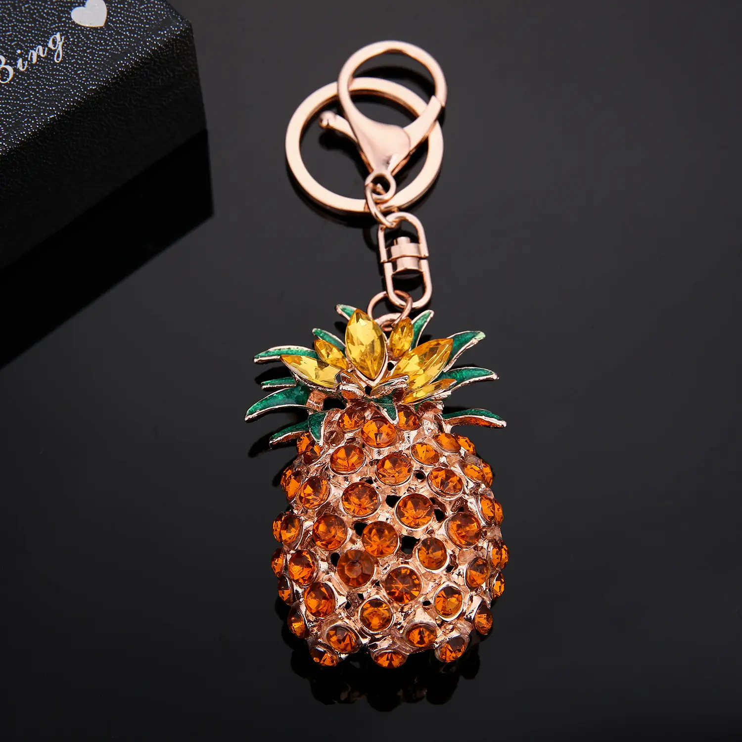 Yeni yaratıcı renkli ananas anahtarlık çanta cüzdan bulucu kolye moda çanta anahtarlık araba anahtarlık 3D (kk7c)