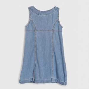 Vestido vaquero sin mangas para mujer, corte A, ajuste ceñido, color azul liso, cintura holgada, suministro transfronterizo Europa América - Product Image 4