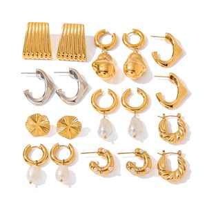 Pendientes de Aro Geométricos Yueli con Perla, Aleación de Zinc, Conjunto de Joyería de Moda para Mujer - Product Image 5