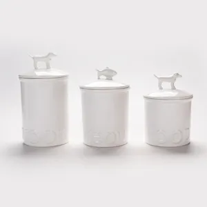 Fabbrica direttamente S M L vaso per biscotti in ceramica per cani in ceramica ciotola per animali in ceramica per vasetto per alimenti