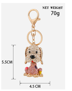 TG-2673 Cute Sparkling Puppy Metal Key Chains <b>Animal</b> Dog Bling <b>Crystal</b> Rhinestone Keychain Purse Handbag Charms Pendant Hanging - Product Image 2