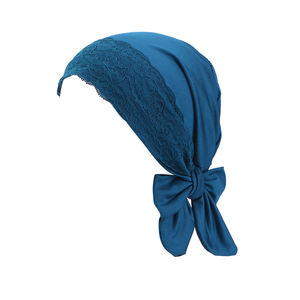Copricapo in Tessuto Delicato sulla Pelle, Turbante alla Moda per Ragazze, Sciarpa in Modal con Pizzo, Cappello da <span class=keywords><strong>Donna</strong></span> con Nastro - Product Image 6