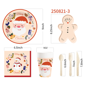 DAMAI Christmas Party Supplies Gingerbread Man Paper Plates Napkins Xmas Gnome Party Disposable Tableware Set Decorations - Product Image 3