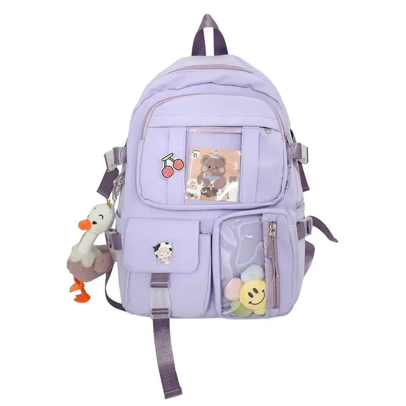 Beifa Brand QSP62 Purple Yellow White Backpack with lots of Pockets for Girls Students casual sports custom laptop backpack