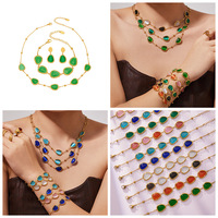 Gelang Kristal Berbentuk Tetesan Warna-warni Fashion Cut, Perhiasan Wanita Baja Anti Karat, Gelang Rantai Fashion