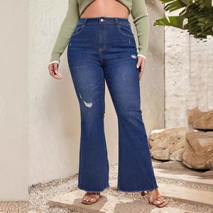 2025 pantalones de talla grande para <span class=keywords><strong>mujer</strong></span>, pantalones vaqueros ajustados elásticos, pantalones acampanados, pantalones informales para <span class=keywords><strong>mujer</strong></span> - Product Image 1