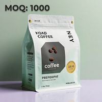 Sacs à café personnalisés avec logo, 250g, 500g, 1kg, en gros, sachets d'emballage de café recyclables avec fermeture éclair et valve