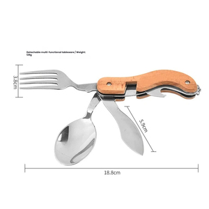 Ensemble de couverts de camping multifonctionnel en acier inoxydable pliable, couteau, fourchette et cuillère portables et personnalisés - Product Image 3