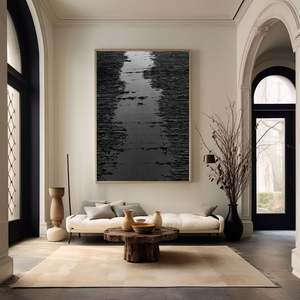 Pintura al Óleo Texturizada Minimalista Hecha a Mano, Decoración de Pared en Lienzo sin Marco para Oficina Contemporánea, Estilo Estudio - Product Image 3