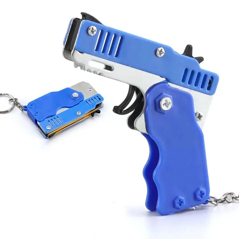 אקדח צעצוע מקפל לילדים גומי דגם אקדח תליון שרשרת צעצוע ילדים