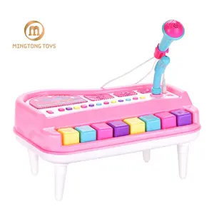 Venda quente educacional elétrica multifuncional teclado musical microfone piano crianças brinquedo do bebê