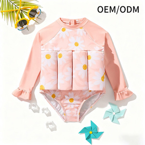 <span class=keywords><strong>Maillot</strong></span> <span class=keywords><strong>de</strong></span> <span class=keywords><strong>bain</strong></span> une pièce personnalisé pour bébé, enfant en bas âge, fille, motif floral, protection UV, logo frontal, séchage rapide, flottant - Product Image 1