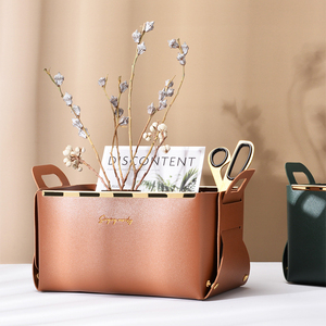 Cestino di immagazzinaggio Pieghevole In Oro di Lusso Giocattolo Nordic Scrivania Pieghevole DELL'UNITÀ di elaborazione del Regalo di Picnic Casa Organizer In Pelle di Stoccaggio Cesti di Stoccaggio Con Maniglia - Product Image 1