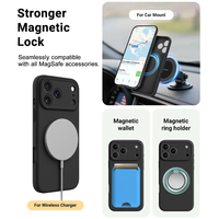 Coque de téléphone magnétique étanche, résistante à la chaleur et aux chocs en silicone liquide de qualité alimentaire + PC avec support magnétique pour la série 17