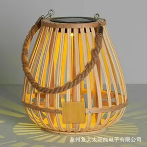 Solar Bamboo Lantern <b>Led</b> Outdoor Hanging Garden <b>Light</b> Portable With <b>Light</b> <b>Sensor</b> Mono Si Solar Cell - Product Image 1