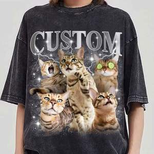 Custom Pet Retro Graphic 90s Printed Soft 100% Cotton <b>T</b>-Shirts Personalised Matching Unisex Tees Summer Halloween Gifts - Product Image 1