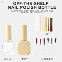 Bouteilles en verre transparentes plates de 10 ml pour vernis à ongles, personnalisables OEM/ODM avec logo, en forme de polygone, avec couvercle et pinceaux