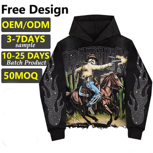 เสื้อฮู้ดผู้ชายผ้าฝ้าย 100% สไตล์ลำลองสำหรับฤดูใบไม้ร่วง พิมพ์ลายกราฟิก น้ำหนักมาก ทรงบ็อกซี่ โอเวอร์ไซส์ ระบายอากาศได้ดี รับสกรีนโลโก้ - Product Image 1