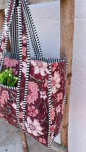 Bolso tote de algodón acolchado estilo boho hecho a mano, con estampado a mano, para compras, viajes, bolso de hombro para mujer - Product Image 6