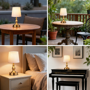 Lámpara de mesa de bronce estilo europeo E27 LED con USB para dormitorio, sala de estar, decoración de escritorio - Product Image 1