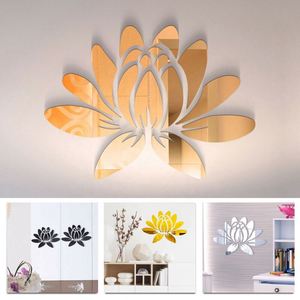 Mirror <b>Wall</b> <b>Stickers</b> Decals <b>Sticker</b> Room Bedroom Acrylic Decor Decoration Fridge Decorative Girl <b>Walls</b> Lotus Flower - Product Image 4