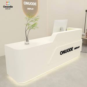 Custom Hotel & Salon Reception Desk | LED Cashier <b>Checkout</b> <b>Counter</b> | Front <b>Counter</b> Showcases for Office & Beauty Store - Product Image 4