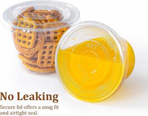 Restaurant to Go Black Disposable 35ml Eco-Friendly Round Souffle Dipping Sauce <b>Cups</b> <b>Plastic</b> Takeaway Food Container - Product Image 3
