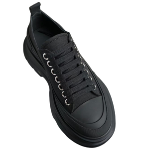 Black minimalist platform walking <b>shoes</b>, trendy lace-up casual <b>shoes</b>, luxurious brand sports <b>shoes</b>, summer style - Product Image 4