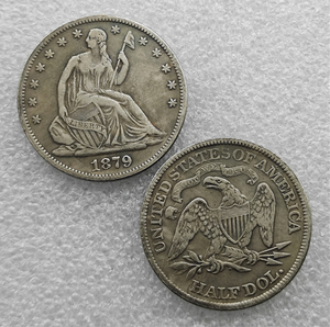 Pièces de monnaie commémoratives de style antique, demi-dollar Liberty assise, États-Unis, 1850-1890, cadeaux, décoration intérieure - Product Image 4