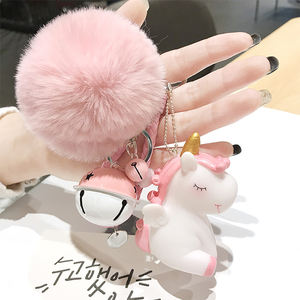 <span class=keywords><strong>Porte</strong></span>-clés <span class=keywords><strong>pompon</strong></span> en peluche <span class=keywords><strong>licorne</strong></span>, mignon, pour femmes, boule ronde, en fausse fourrure de lapin, bibelot, pour sac de voiture, cadeau, 1 pièce - Product Image 2