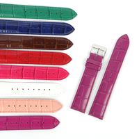 Correas de Reloj de Cuero de Alta Calidad, Clásicas, Brillantes, con Grabado de Piel de Cocodrilo, Acolchadas, Cosidas a Mano, Impermeables, con Hebilla