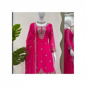 Conjunto de traje de diseñador para mujer para fiestas con hilo y trabajo de secuencia - Product Image 1