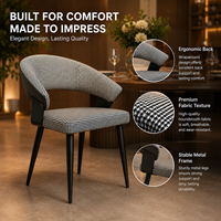 Chaise de salle à manger moderne à motif pied-de-poule, dossier ergonomique enveloppant, pieds en métal, pour restaurant, café, usage domestique