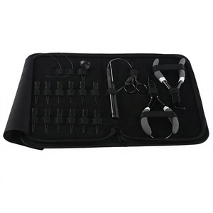 Kit d'outils pour extensions de cheveux noirs très tendance : anneaux micro-liens en acier, perles, pince, aiguilles à tisser de type C, crochet de tirage et boucle - Product Image 1