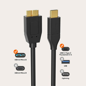 Directo de fábrica USB C a Micro B <span class=keywords><strong>Cable</strong></span> de transmisión de datos 10Gbps Velocidad <span class=keywords><strong>Disco</strong></span> <span class=keywords><strong>duro</strong></span> <span class=keywords><strong>externo</strong></span> Tejido - Product Image 2