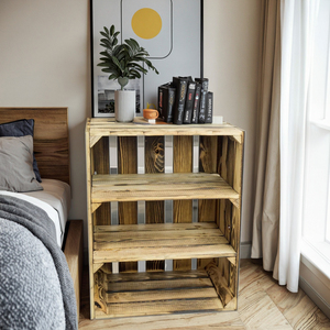 Insert de séparation à double flamme Blanc/Flammé Design Horizontal Étagère Boîte à chaussures 50X40X30 cm <span class=keywords><strong>Pomme</strong></span>/<span class=keywords><strong>Caisse</strong></span> à vin <span class=keywords><strong>en</strong></span> <span class=keywords><strong>bois</strong></span> - Product Image 4