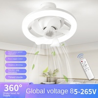 Ventilateur de Plafond LED Intelligent E27 Rotatif à 5 Vitesses, Intensité Variable, pour Salle de Bain, Construction Métallique Moderne, 5 Températures de Couleur, Télécommande