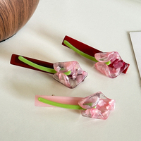 Vente en gros Grande épingle à cheveux cassée de luxe Accessoires pour cheveux en acétate à motifs floraux pour filles Pince à cheveux bec de canard à l'acide acétique doux